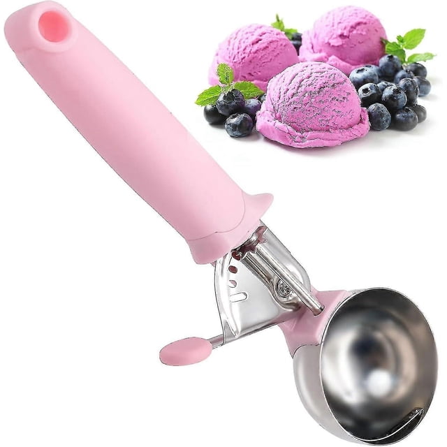 Cucharas para helado, tamaño grande (5,7 cm), de acero inoxidable, para galletas, con buen agarre para puré de patatas, albóndigas, bolitas de melón y galletas.