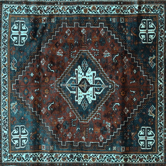Ahgly Company Indoor Square Persian Light Blue Traditional Area Rugs, 7' Square