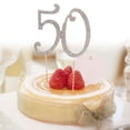 thumbnail image 3 of 50 Cake Topper para 50th Birthday Party Anniversary Crystal Rhinestones Decorativo Cake Topper para Party Supplies (Gold), 3 of 7