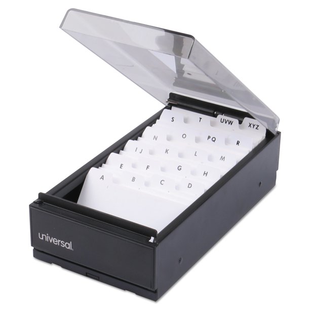 Business Card File Holds 600 2 X 3 5 Cards 4 25 X 8 25 X 2 5 Metal Plastic Black Bundle Of 5 Each Walmart Com