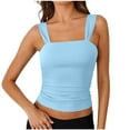 thumbnail image 4 of Women's Sport Tank Tops Fashion Solid Color Sleeveless Stretchy Comfy Yoga Workout Fitness Base Shirts Vest Light Blue Large, 4 of 6
