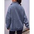thumbnail image 5 of Women Fall Half Zip Pullover Oversized Fleece Mock Neck Hoodies Fashion Outfits Winter Clothing Dark Gray L, 5 of 6