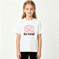 thumbnail image 2 of Be Kind Cherry Girls Graphic Tee, Cute Floral Sakura Blossom 100% Cotton Kids Short Sleeve T-Shirt, 2 of 5