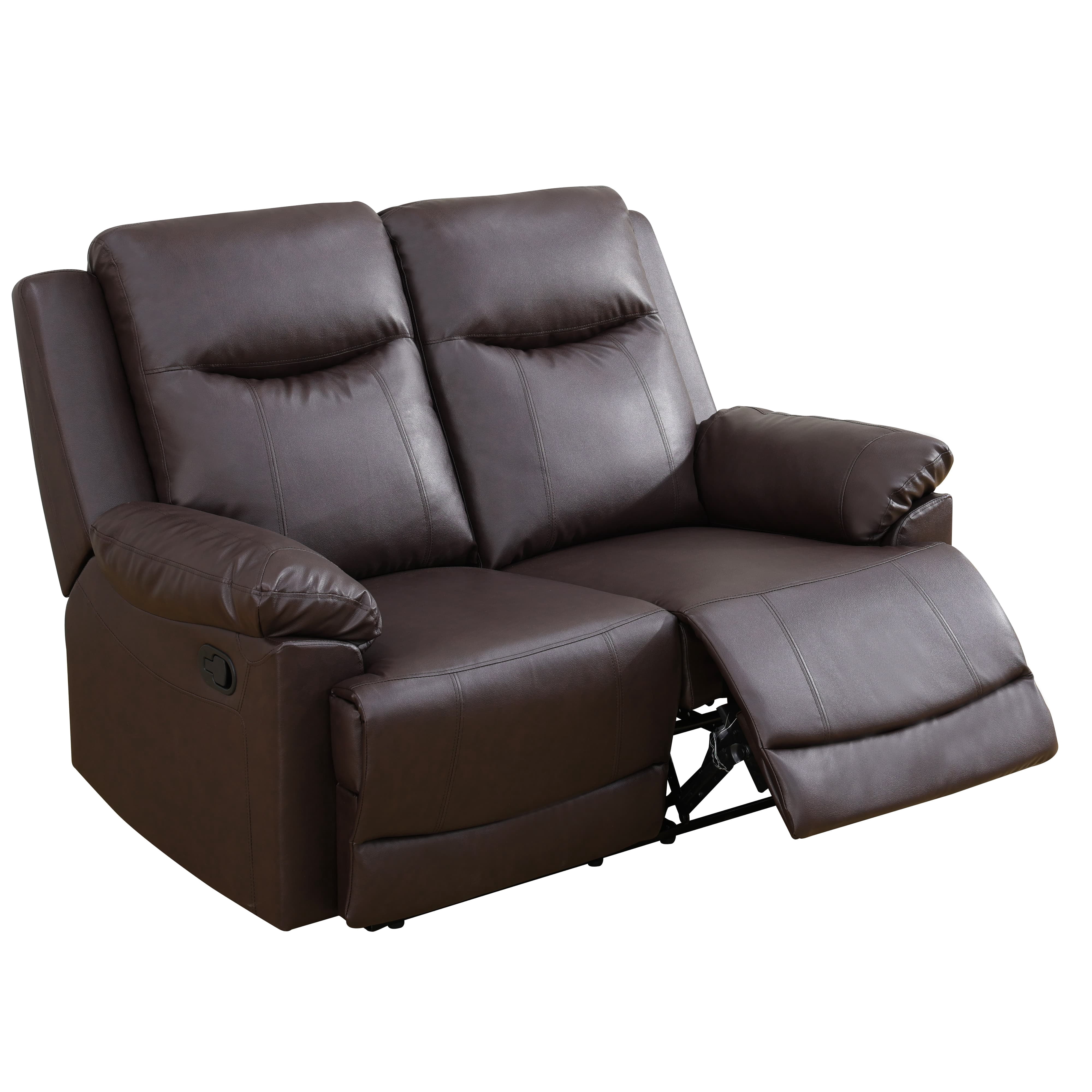 MAYEERTY Reclining Loveseat, 2-Seat Breathable Semi-PU Leather Recliner with Adjustable Backrests for Living Room, Brown
