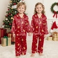 thumbnail image 5 of mgoYE Christmas Pajamas for Family Silk Satin Button Sleepwear Long Sleeve Nightwear 2 Pcs Comfy Loungewear Set, 5 of 6