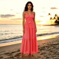 thumbnail image 2 of XIAOCHA Tiered Summer Dress for Women Spaghetti-Strap Fringed Ruffled Bohemian Vacation Maxi Dresses, 2 of 8