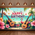 thumbnail image 4 of Tropical Themed Happy Birthday Banner with Flamingo Ukulele and Flowers Party Backdrop Decorations for Beach Parties Photography Props Birthday Celebrations, 4 of 6