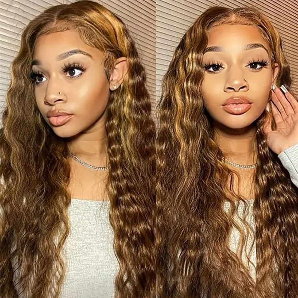 Ombre Lace Front Wig Human Hair P4/27 Honey Blonde 13x4 Deep Wave Lace Frontal Wig