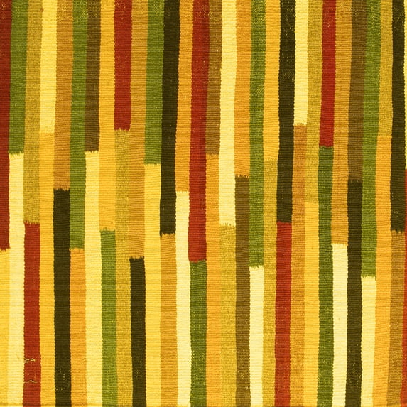 Ahgly Company Indoor Square Abstract Yellow Contemporary Area Rugs, 6' Square