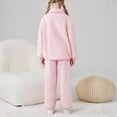 thumbnail image 5 of Cethrio Girls Fleece Pajama Sets, Button Down Collar Fall Winter Comfy Warm Girls' Sleepwear Pink Size 3-4 T, 5 of 6