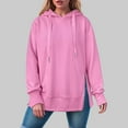 thumbnail image 2 of Kaprioy Women Oversized Hoodies Side Zipper Fleece Long Sweatshirts Lightweight Tunic Pullover Fall Fashion Clothing Trendy Clothes Pink, XL, 2 of 9