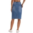 thumbnail image 3 of INSPIRE CHIC Women's Jean Skirt High Waist Back Slit Knee Length Denim Skirts Blue XL, 3 of 6