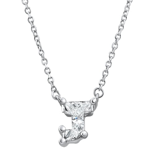 Pompeii Diamond "J" Initial Pendant 18" Necklace 14K White Gold Lab Grown (GH,VS)