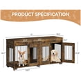 thumbnail image 3 of Home Double Pet Dog Crate Furniture, 71'' Large Dog Kennel Indoor with 3 Storage Drawers and Removable Divider for 2 Dogs, Heavy Duty Decorative Dog House TV Stand Side Table for Medium Large Dogs, 3 of 7
