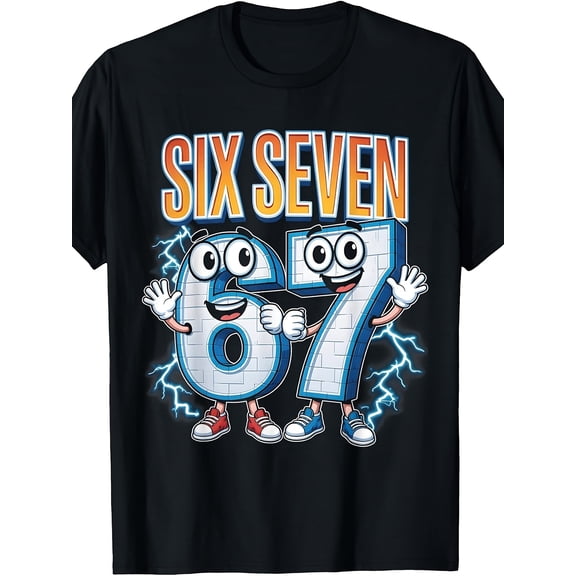 children’s wear Funny Electric Cartoon Number Six and Seven Graphic T-Shirt for Kids Boys Girls, Cute 6 and 7 Birthday Gift Tee for Toddlers and Child