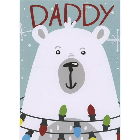 Designer Greetings Polar Bear with Christmas Lights Around Neck Juvenile Christmas Card for Daddy