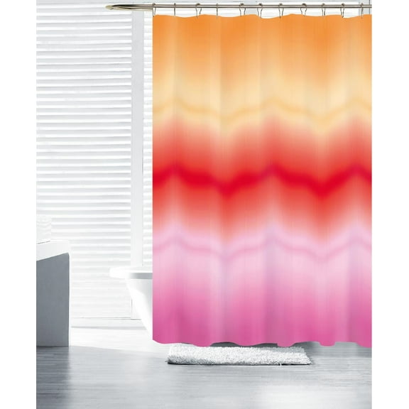 Tie Dye Red Printed Canvas Shower Curtain 70 in X 72 in