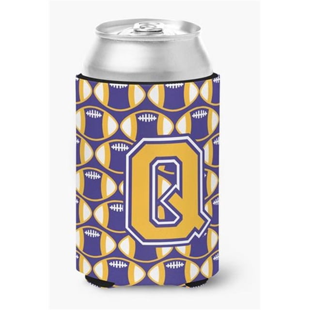 Letter Q Football Purple & Gold Can or Bottle Hugger