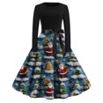 thumbnail image 5 of Christmas Dresses for Women Women's Fashion Round Casual Slim Fit Christmas Print Large Swing Long Sleeve Dress for Holiday Party,Blue,XL, 5 of 6