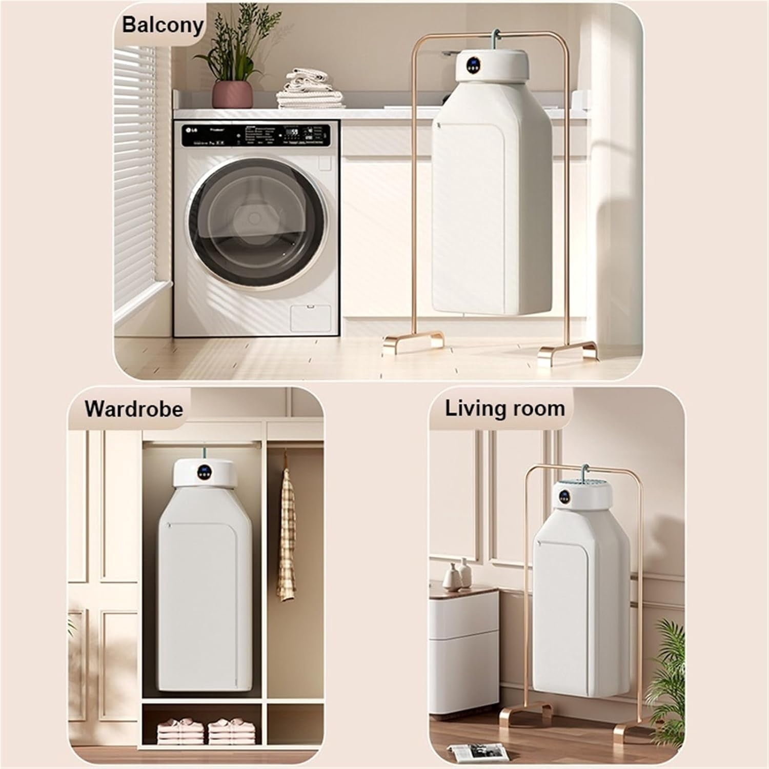 Portable Clothes Dryer Heater Fan, 3-in-1 Foldable Travel Garment Drying Hanger, Compact Electric Mini Dryer for Home, Apartment, Dorm, RV & Vacation