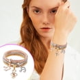 thumbnail image 1 of Xihbxyly Conjunto de Pulsera Tricolor, Dije Estilo Marinero Vintage, Diseño Elástico de Diamantes, Conchas y Borlas Naturales, Accesorio para Boda En La Playa, Regalo para Amigos, Material de Aleació, 1 of 5