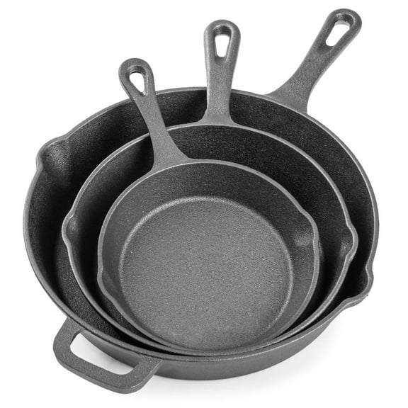 Lexi Home Pre-Seasoned Cast Iron Skillet Fry Pan Set - 3 Pack