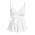 thumbnail image 3 of WNVMWI V Neck Tank Tops for Women V Neck Spaghetti Strap Camisole Top Ladies Sleeveless Elegant Blouse White L, 3 of 3