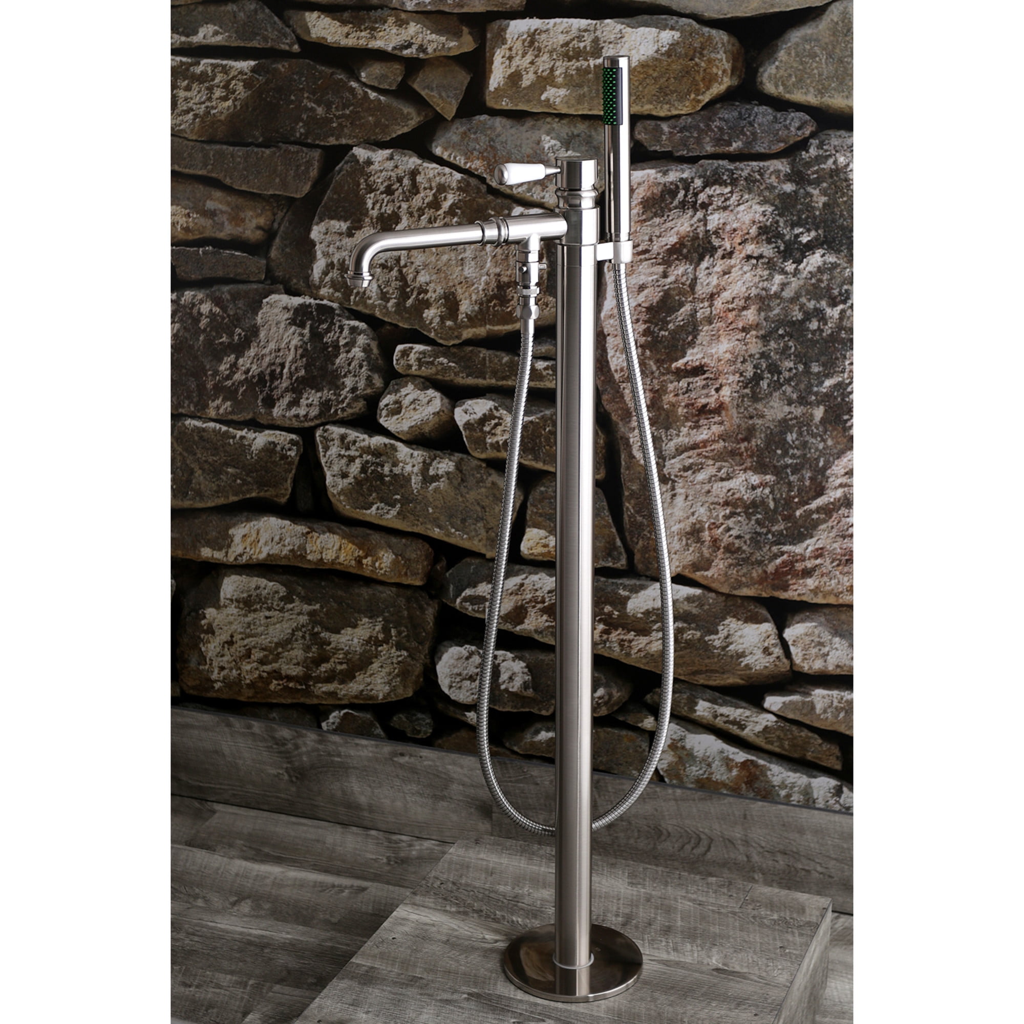Kingston Brass KS7038DPL Paris Freestanding Tub Faucet with Hand Shower, Brushed Nickel