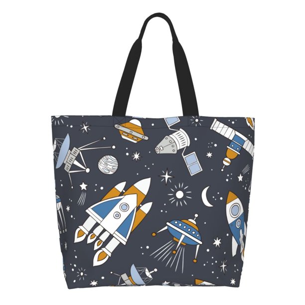 Balery Space Cars Bolsa Tote Estilo Estético con Cremalleras, Bolsa de Hombro, Bolsa de Compras Grande y Plegable