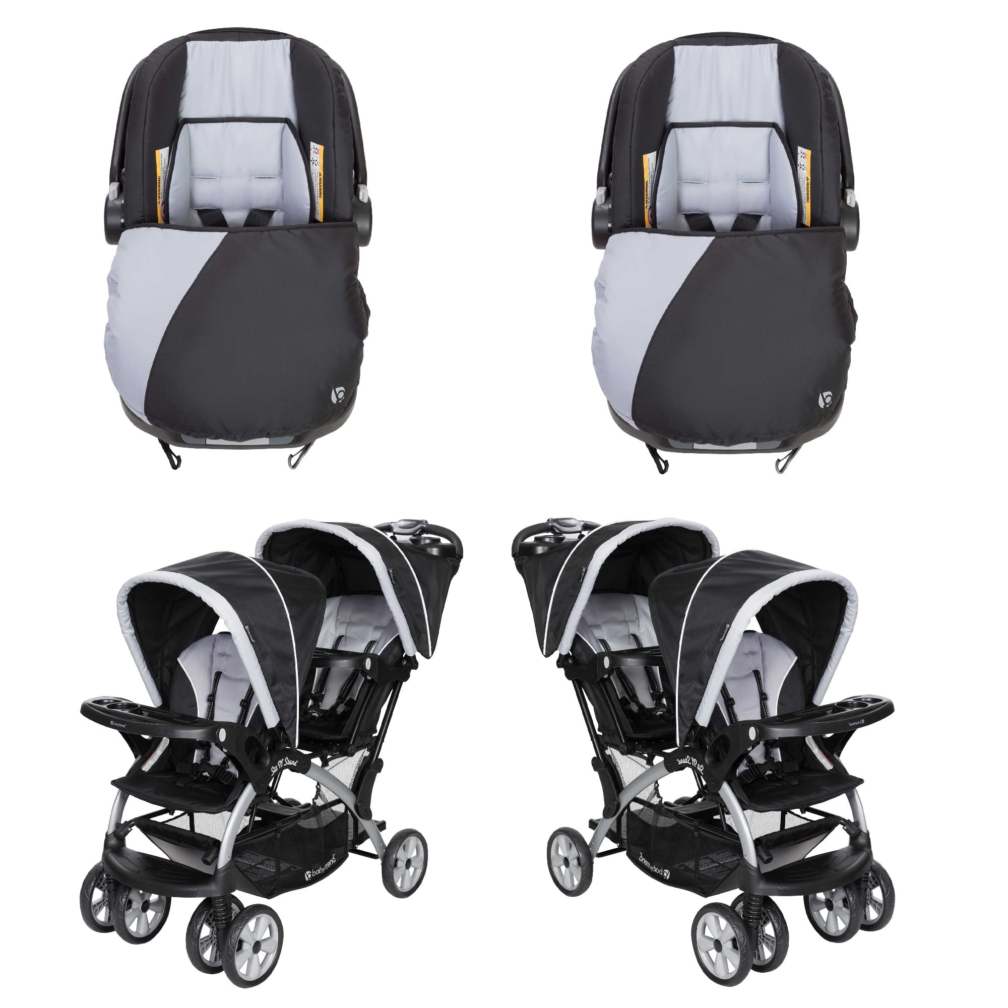 double infant stroller with car seat