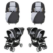 Baby Trend Infant Car Seat & Base (2 Pack) w/ 2 Seat Double Stroller (2 Pack)
