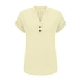thumbnail image 5 of Womens Short Sleeve Shirts Fashion Casual V Neck Short Sleeve Women's Tops Tees & Blouses Beige Xl, 5 of 6