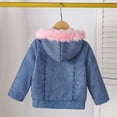 thumbnail image 4 of Mnyotv Girls Hooded Fleece-Lined Denim Jackets Outwear Long Sleeve Plush Coats Fall Winter Clothes for Little Girl Size 12-18 Months, 4 of 6