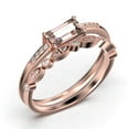thumbnail image 3 of Beautiful Minimalist 1.45 Carat Emerald Cut Morganite And Diamond Moissanite Engagement Ring, Wedding Ring, One Matching Band in 10k Solid Rose Gold, Gift For Her, Promise Ring, Anniversary Ring, 3 of 3