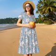 thumbnail image 4 of Fotbe Lily Flower Vestido Largo de Moda para Mujer, Vestido Tipo Camiseta con Manga Corta y Estilo Casual a Rayas y Bloques de Color, 4 of 6