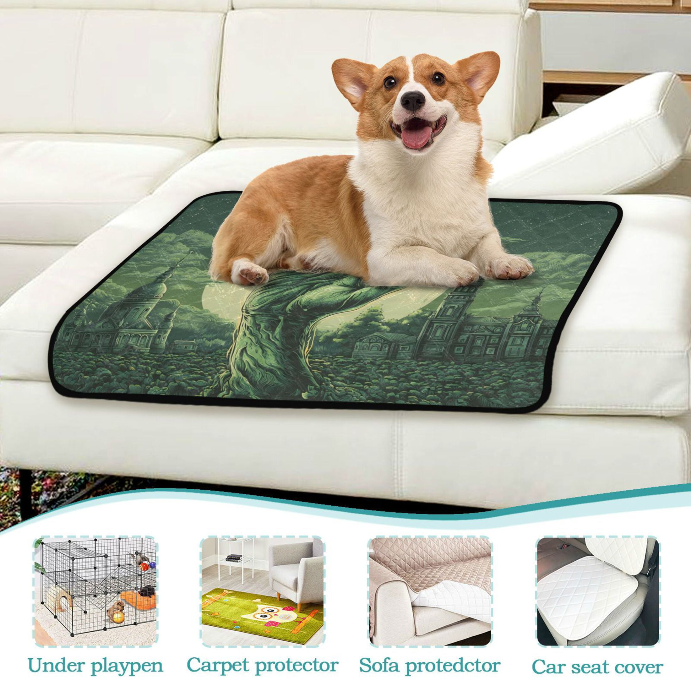 Qxltty Zombie Hand Cat litter Pads Pet Set of 2 Diaper Mats Center Anti-leakage Layer Absorbent Soft and Comfortable
