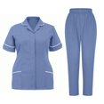 thumbnail image 2 of MLQIDK Scrub Sets for Woman Plus Size Scrub Sets Stretchy V Neck Scrub Tops and Pants Medical Uniforms Nursing Uniforms with Pockets Blue S, 2 of 8