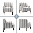 thumbnail image 5 of PIA RICCO Stripe Accent Chair Upholstered Armchair with Wood Legs Comfy Single Sofa for Living Room, Gray, 5 of 5