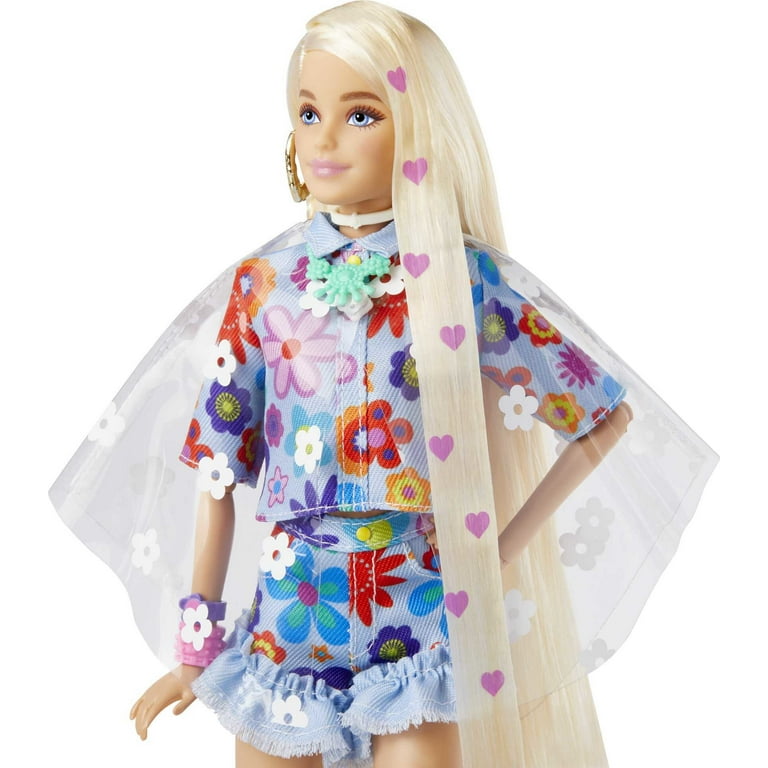Barbie Extra Fashion Doll with Blonde Hair Dressed in Floral 2 Piece Outfit with Accessories Pet