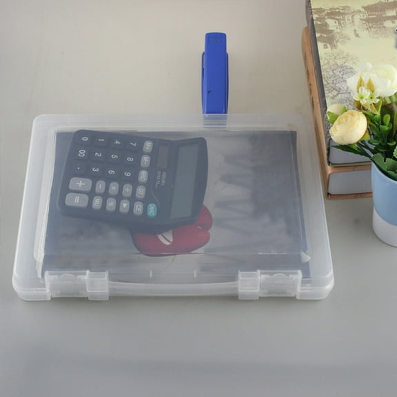 Worgeous Plastic File Case Clear A4 File Document Organizer Strong File Storage Bin 32x23x4.5cm