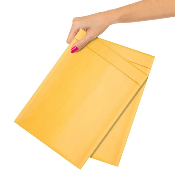 Bubble Mailer 8.5 x 13 Inches. Pack of 10 Yellow Bubble Mailers. Self-Sealing Waterproof Bubble Shipping Envelopes Padded #2. Cushioned Mailer with Self-Adhesive Tape Gold