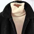 thumbnail image 5 of Women's Fleece Winter Coat Long Sleeve Lapel Open Front Cardigan Outerwear Black XL, 5 of 8