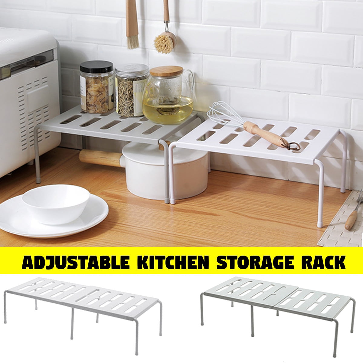 Adjustable Kitchen Storage Rack Cupboard Storage Shelf Single Layer Kitchen Organizer Wardrobe Shoe Organizers Saving Space Walmart Canada