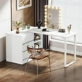 thumbnail image 4 of Tribesigns Coiffeuse avec 3 Tiroirs et 2 Étagères, Petite Coiffeuse Blanche avec Armoire de Rangement Réversible, Coiffeuse d'Angle Moderne Blanche pour Chambre, Salle de Maquillage (Miroir Non Inclus), 4 of 8