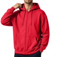 thumbnail image 2 of Resicozy Zip Up Hoodie Men Long Sleeve Solid Color Plain Hooded Sweatshirts Casual Fall Spring Track Jackets with Pockets Red 2XL, 2 of 7