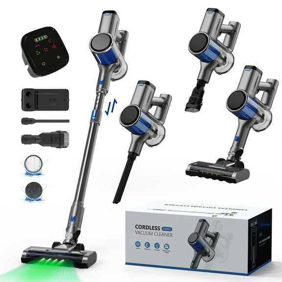 Rayfurn Cordless Vacuum Cleaner 40KPa/50Mins Lightweight Stick Vacuum with Brushless Motor, LED Display, Self-Standing