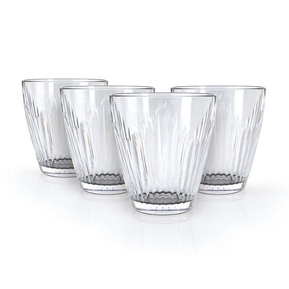 Godinger 27770 Cordelia Double Old Fashion Glass, Clear - Set of 4