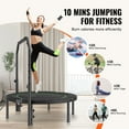 thumbnail image 6 of VEVOR Foldable Mini Trampoline, 40 Inch Fitness Rebounder, Max Load 330lbs Exercise Trampoline, Stable & Quiet Trampoline with 4 Level Height Adjustable Foam Handle, for Adults Indoor/Garden Workout, 6 of 9