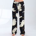 thumbnail image 7 of WTOBBY Women's Drawstring Halloween Print Trousers, Casual Loose Fit Novelty Pants with Elastic Waist for Seasonal Holiday Outfits,White L, 7 of 7