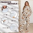 thumbnail image 7 of SCRAWLGOD Heart Animal Print Brown White Women's 2 Piece Outfits Turtleneck Drawstring Sweatshirt Wide Leg Pants Fashion Casual Sweatsuit Matching Loungewear Set for Sport, S, 7 of 7
